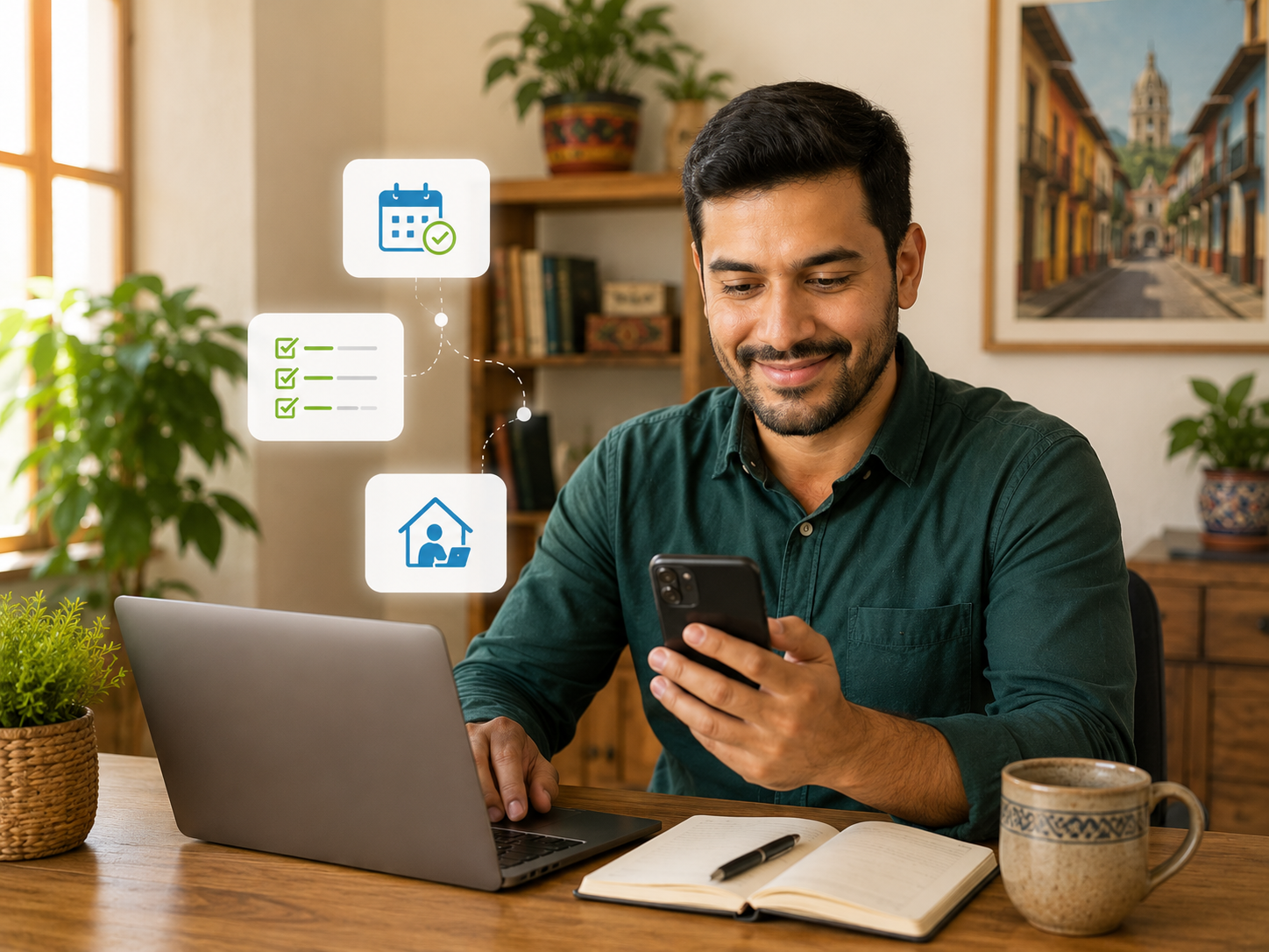 Tareas en línea de tiempo completo desde el celular